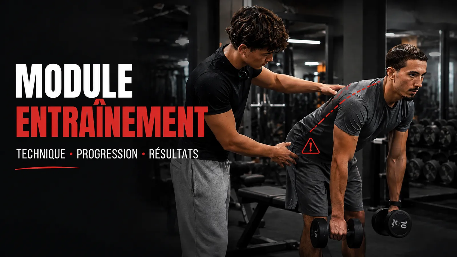 Module Entraînement de Vova Coaching : technique, progression, résultats — Vladimir corrige un rowing haltères