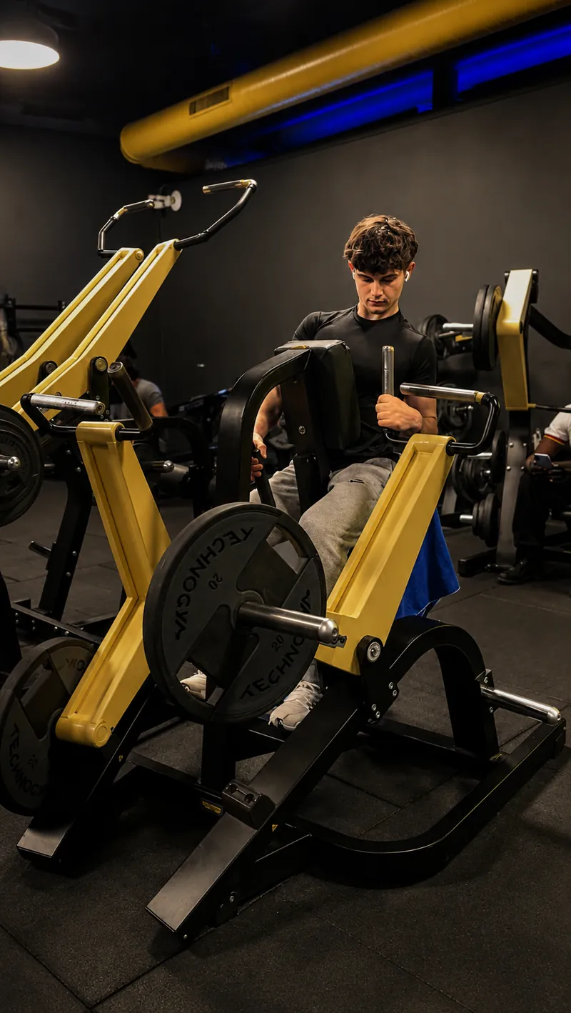 Vladimir Tchoupakhin s'entraîne sur une machine de tirage en salle de sport